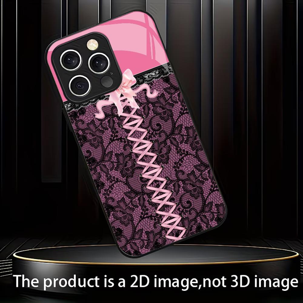 rendy Pink Corset Lace phone case mobile phones for iphone 17 pro max cover Glass for iPhone 17 16 15 14 13 12 11pm Pro Plus