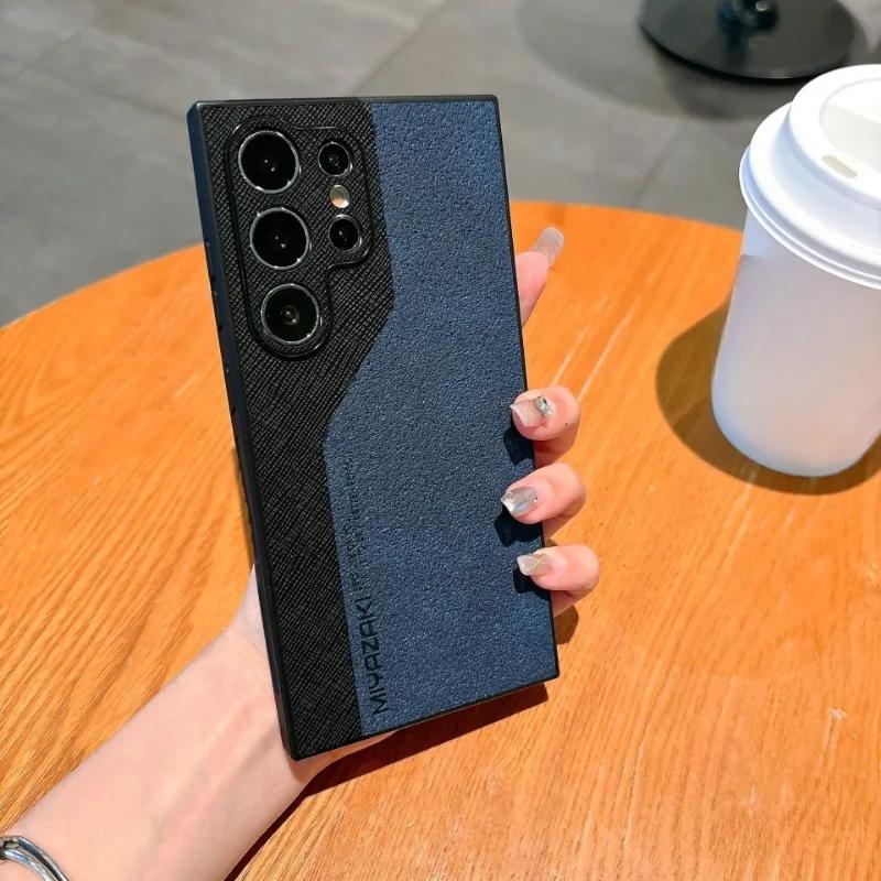S24 Ultra Leather Frosting Phone Case for Samsung Galaxy S24 S23 Ultra S22 S21 Plus Hard Shell Plastic Fall Prevention Cover