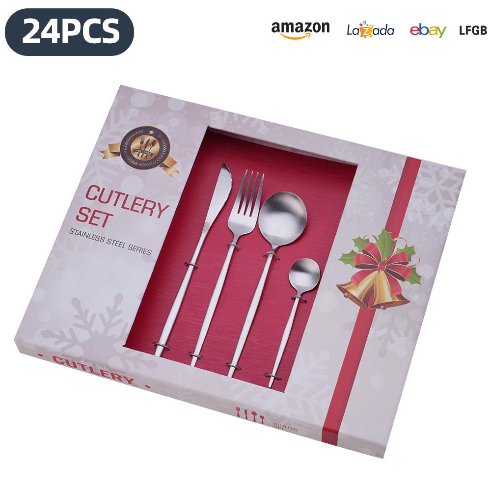 25 Years of New Stainless Steel Tableware Set, Tableware Portuguese Knives, Forks and Spoons 24-piece Gift Box Set
