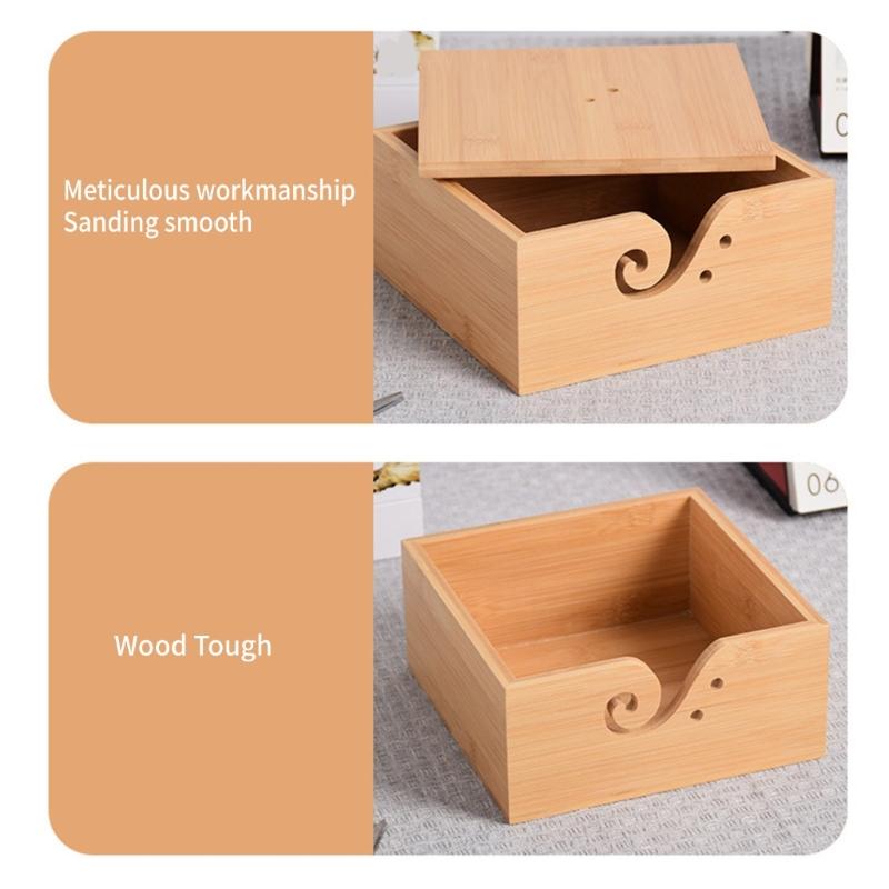 Wood Yarn Bowl with Lid Knitting Bowl Knitting Wool Holder Knitting Wool Organizers with Carved Holes for Crocheting