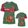 Vintage Spain Graphic T Shirt For Men Spanish Flag 3D Print T-Shirts Oversized Short Sleeve Tops Streetwear Round Neck Tees
