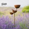 Metal Bird Feeder Stake 3 Tiered Cascading Rain Catcher Bath, Garden Water Stable Post Bowl Feeder, Outdoor Pollinator Watering Station for