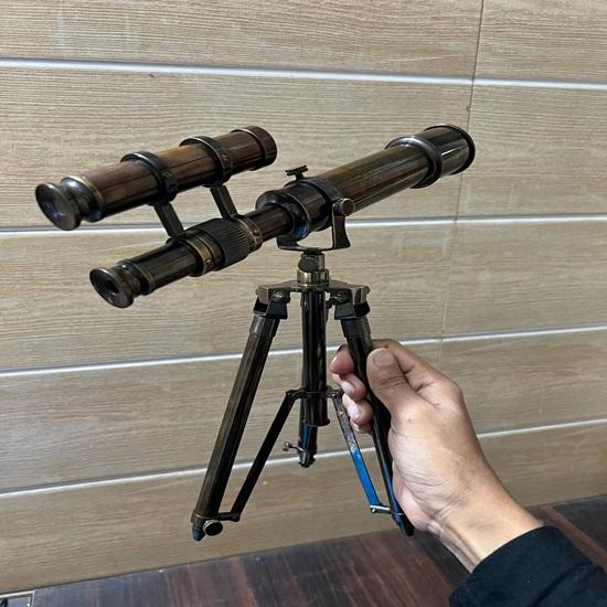 Telescope with Stand Brass Nautical Pirate Spyglass Best Prism Optics, Full Height 40.64 Cm