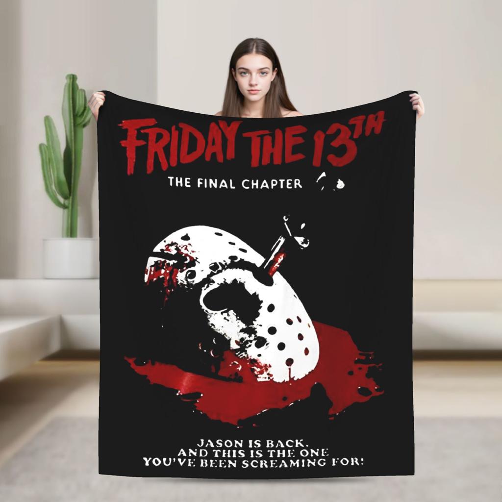 Friday Jason Voorhees 13th Blanket Horror Scary Halloween Flannel Funny Warm Throw Blanket for Bed Sofa Spring/Autumn Office