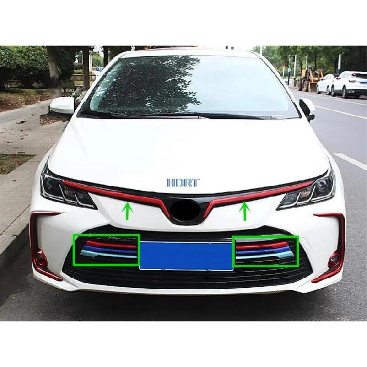 Car Front Fog Light Frame Grills Trim Strip Upper Middle Mesh Net Moulding Lamp Cover Sticker Styling For Toyota Corolla  +