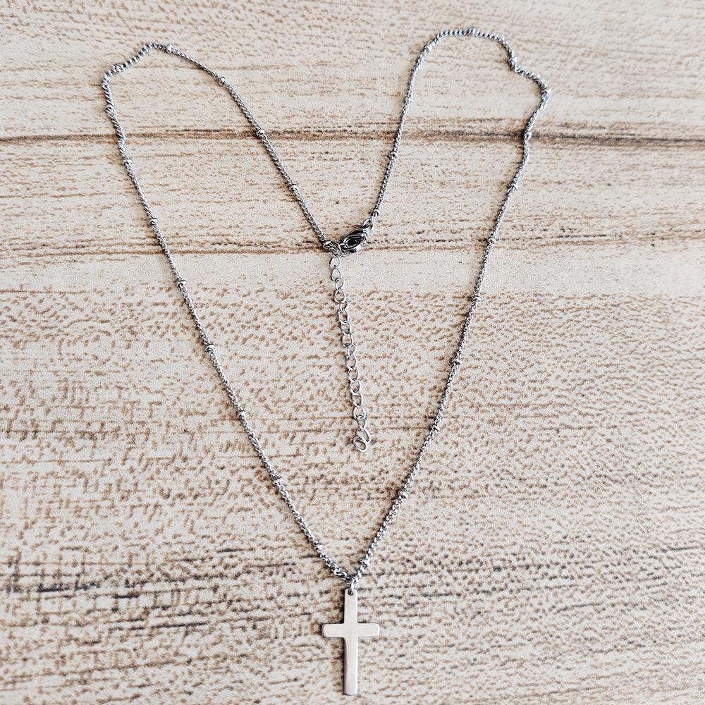 Exquisite Minimalist Gold Filled Single Layer Cross Beaded Chain Necklace For Women Elegant Jewelry Gift серебряный