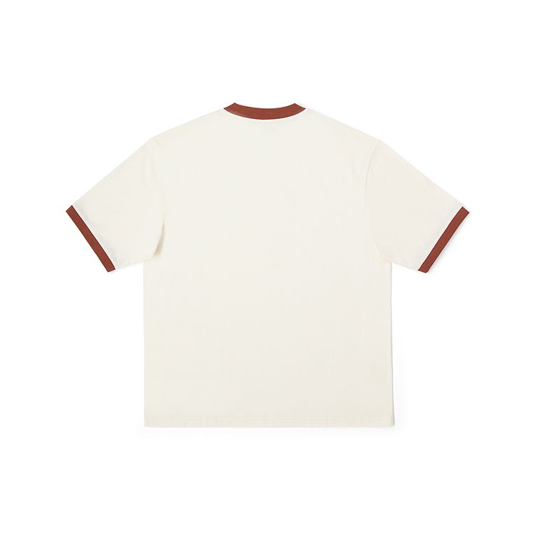 Comfortable Letter Print Logo Color Block Round Neck Short Sleeve T-Shirt Unisex Tops LUT0083254LE00FA05173