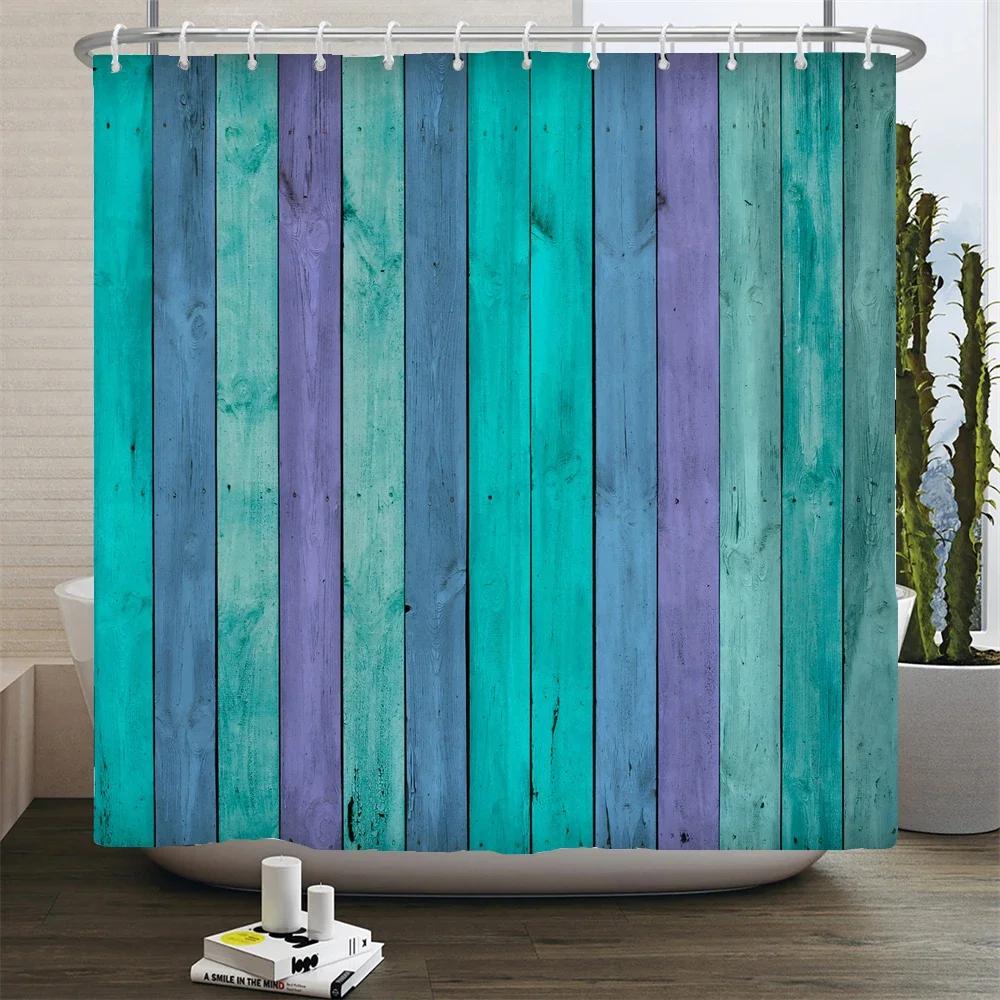 Rustic Shower Curtain Vintage Vertical Wood Planks Distressed Rustic Hardwood Design Fabric Bathroom Decor Curtain With Hooks