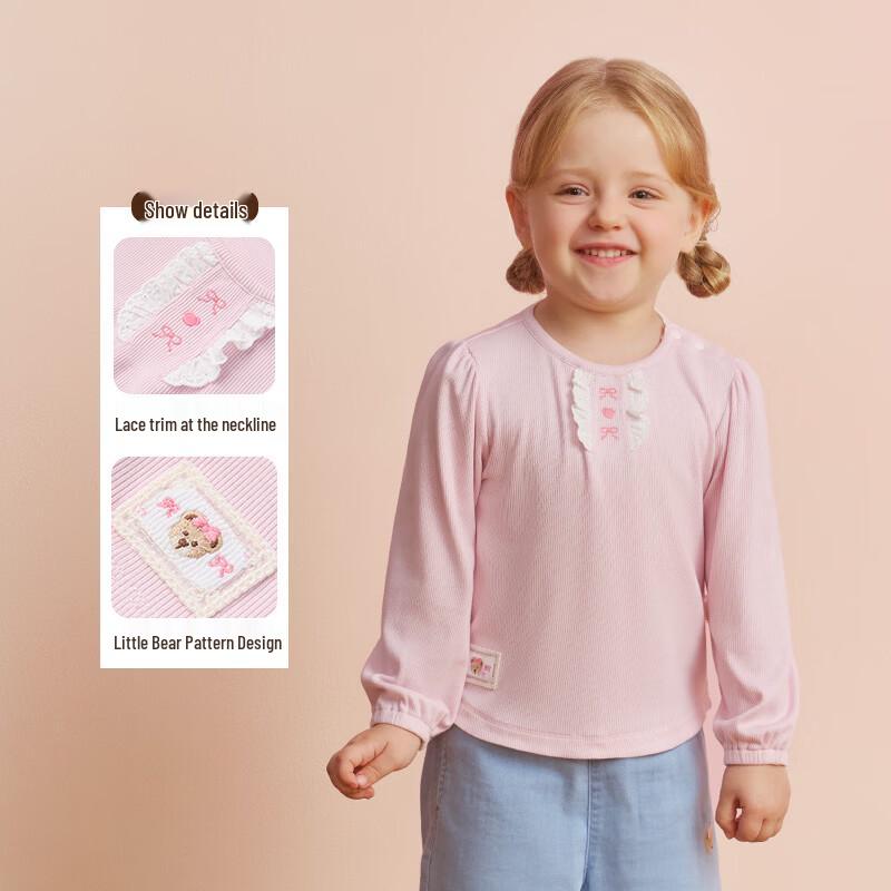 PawinPaw Girls' Cartoon Bear Long-Sleeve T-Shirt