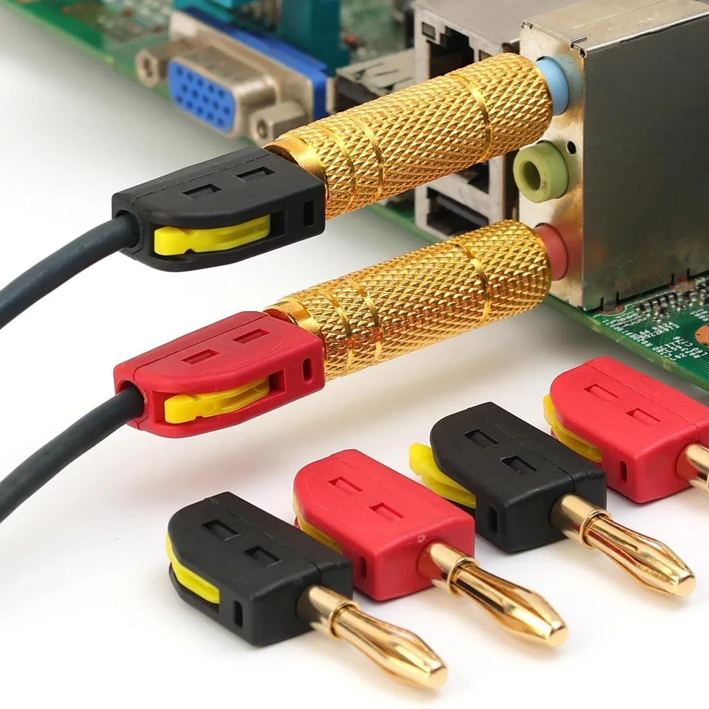 Audio Adapter Banana Plug No Solder Quick Connection Banana Plug Suitable for High Power Devices with 32A Current Capacity and Gold Plated Contact
