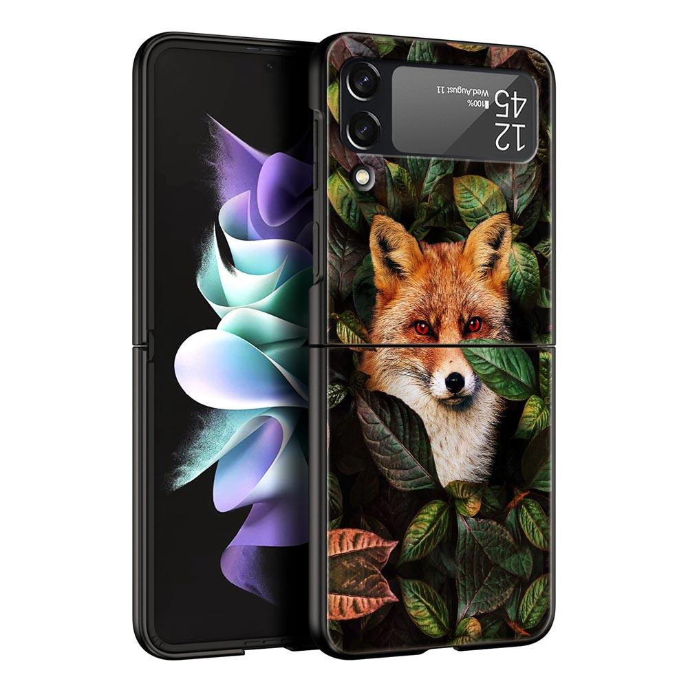 Cute Red Fox dárkové pouzdro na luxusní telefon Samsung GalaxyZ Flip 4 5 Fold Black Hard PC Shell pro Samsung Z Flip 3 Cover Couqe