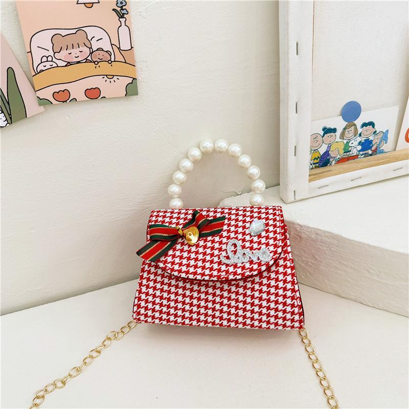 

Adorable Pearl Red Handheld Princess Purse For Little Girls With Charming Cartoon Design Style A