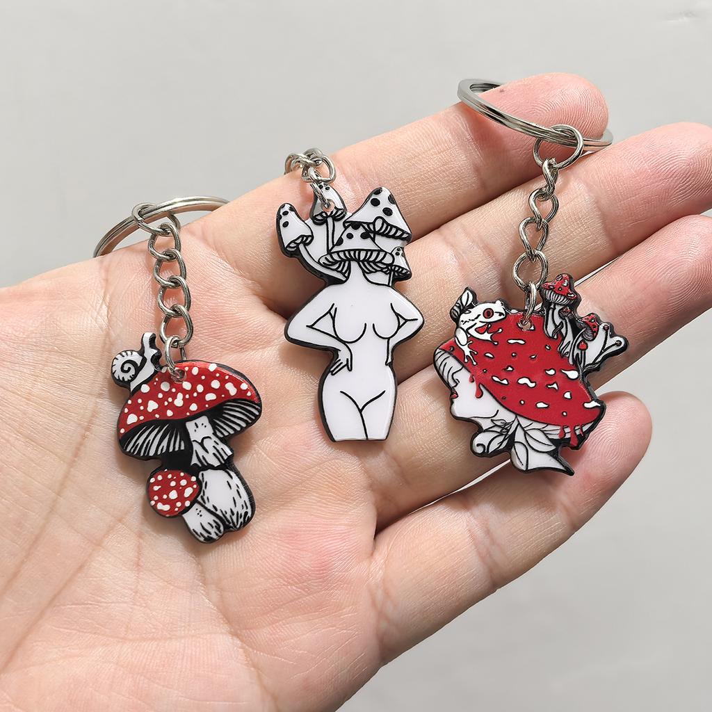 Acrylic Halloween Keychain Mushroom Girl Key Ring Crossbody Bag Pendant Keychain