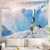 White Winter Snow Wall Tapestry, Colorful Three Wall Hanging Large Tapestry Decoration Polyester Fiber White Hem Around for Dorm