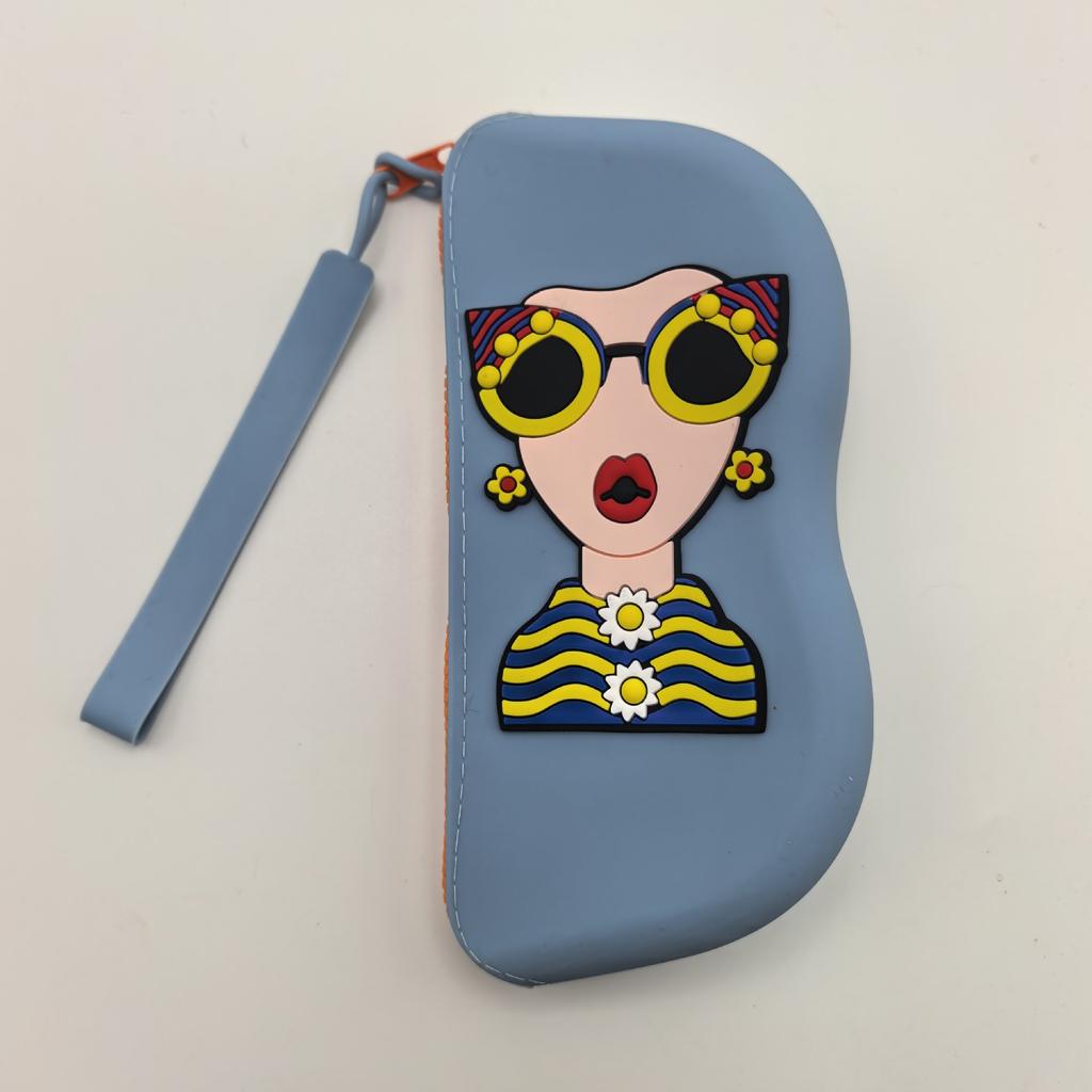 Cute Cartoon Silicone Glasses Case with Wrist Strap for Travel