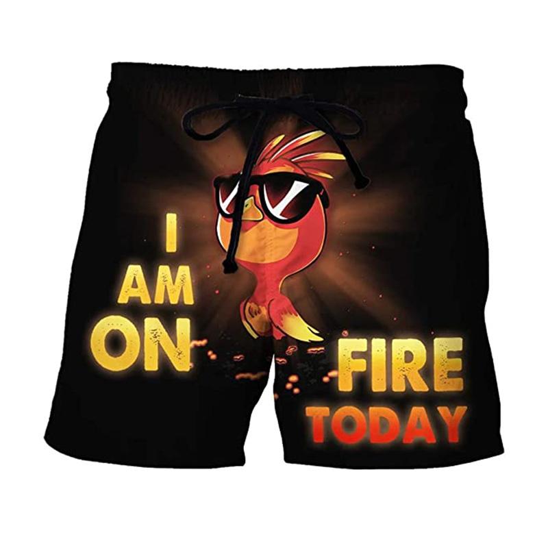 

Забавные шорты для плавания с курицей, 3D-принт, пляжные шорты для серфинга, мужские плавки, уличная одежда, летние модные шорты L