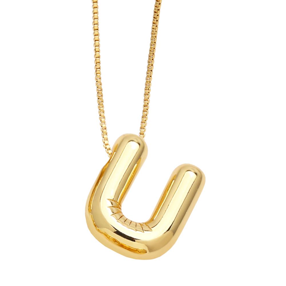 18K Gold-Plated Smooth Letter Pendant Necklace - Unique & Versatile Design