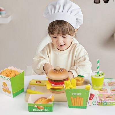 Dětská kuchyňka Hraní Hraní s jídlem Hamburger Hranolky Herní dům Hry Hamburger Sendvič Skládání Vaření Dětská Hra na předstírání Vánoční dárek