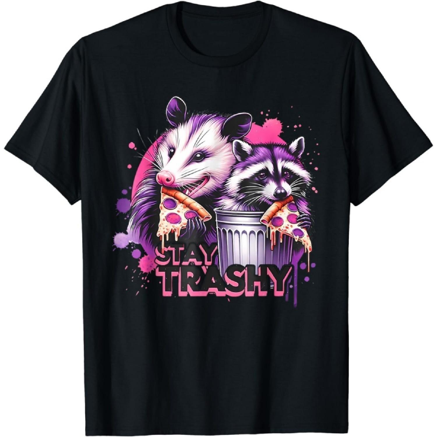 YYUUYUU Stay Trashy Funny Raccoon Animal Men Women T-Shirt S