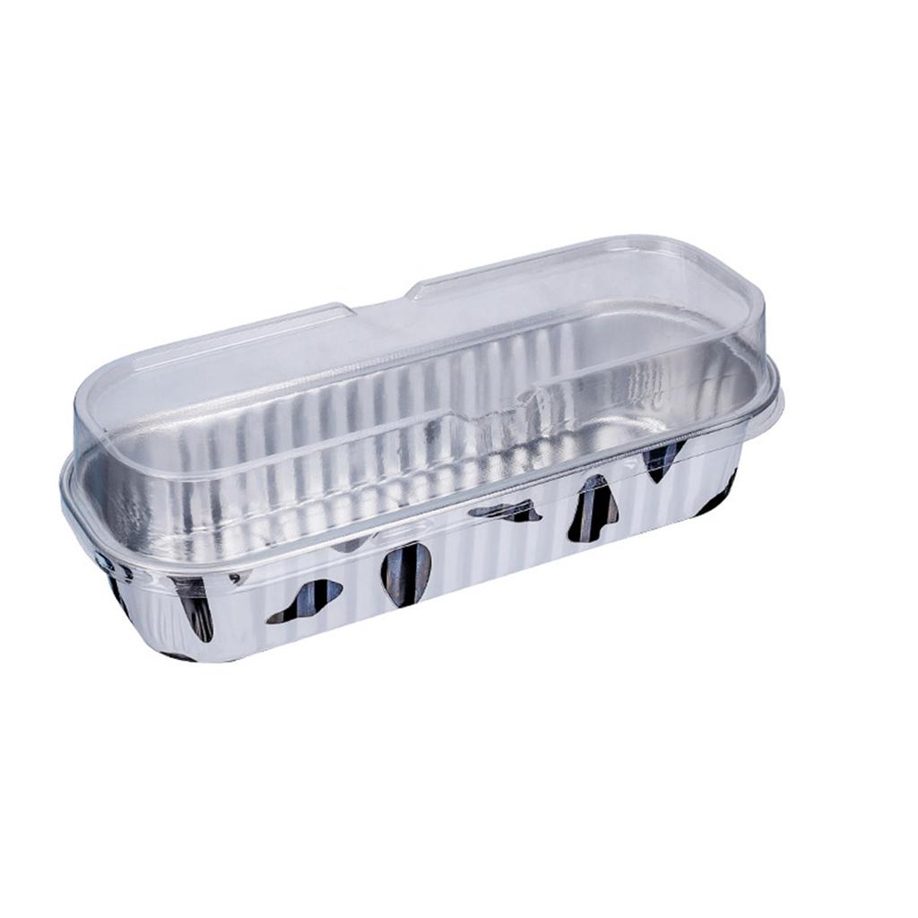 10pcs  Bread Tray (with Lid) - Sturdy And Stackable Aluminum Foil Can, Suitable For Cupcakes, Caramel Pudding, Cheesecake