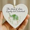 Elephant Friendship Heart Ornament Acrylic Heart-Shaped Sea Glass Friendship Decor Sea Glass Art Christmas