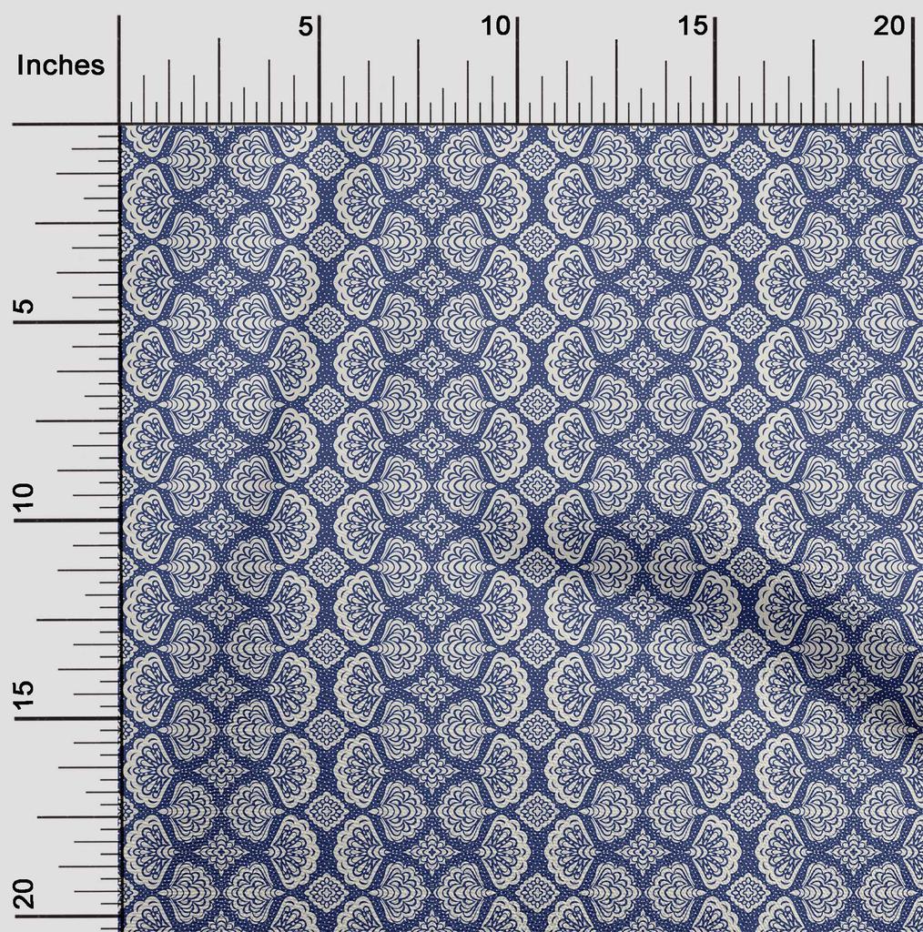 oneOone Cotton Flex Blue Fabric Asian Block Sewing Craft Projects Fabric Prints by Yard 40 Inch