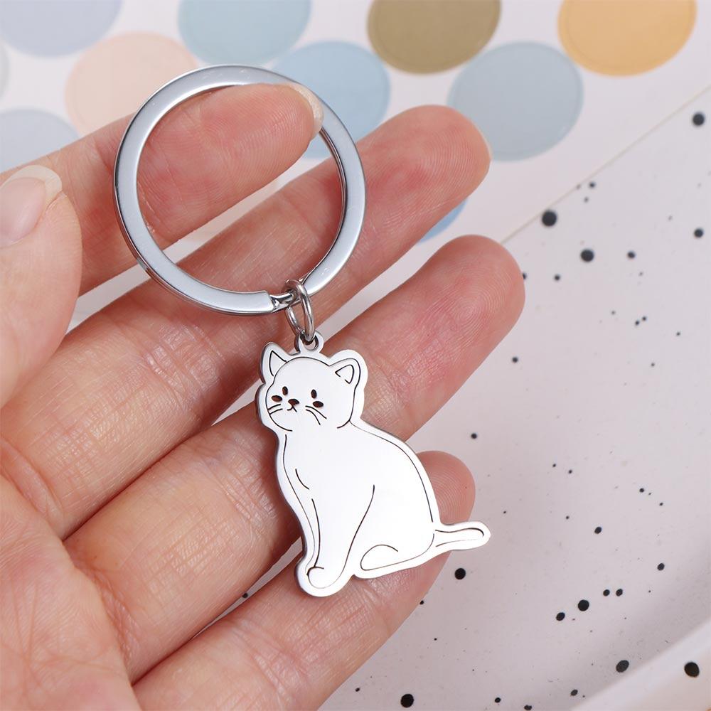 Couple Lovers Cat Fish Keychain Key Holder Kittens Keychain Funny Cat Key Ring Bag Charm