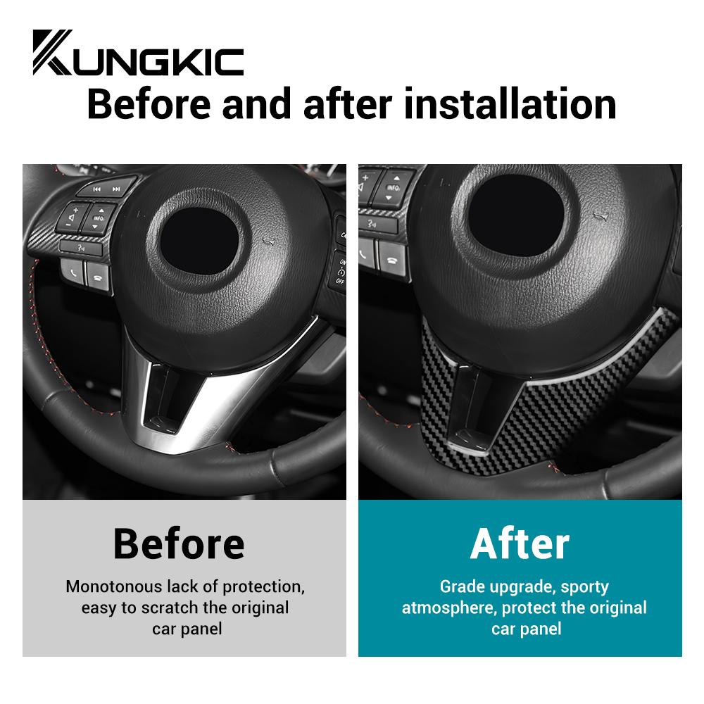 Bilratt Botten för Mazda 3 Axela 2014 2015 2016 LHD RHD Äkta Mjuk Kolfiber Klistermärke Trim Interiörtillbehör