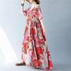 Summer Resort Mori Girl Long Plus Loose Bohemian Floral Perfect for Popular Free Floral Print [kisetsumate] Women's Dress, Cotton-Linen, Style, Dress,
