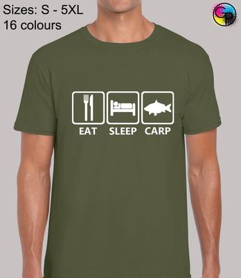 Eat Sleep Carp Joke Fishing Gift Regular Fit T-Shirt Top TShirt Tee for Men