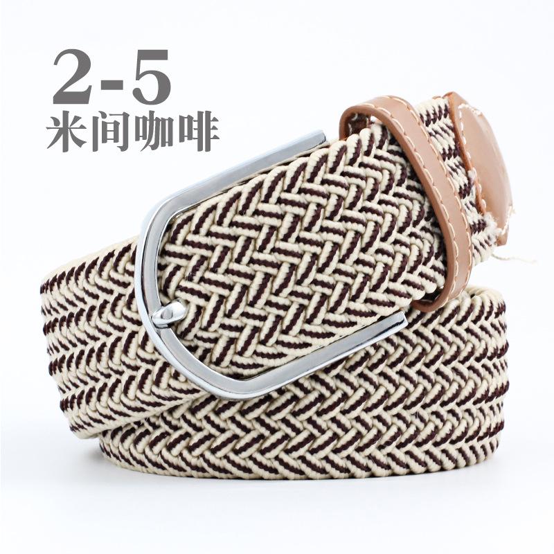 Women Casual Knitted Pin Buckle Without Holes Men Belt Woven Canvas Elastic Expandable Braided Stretch Belts for Female Jeans