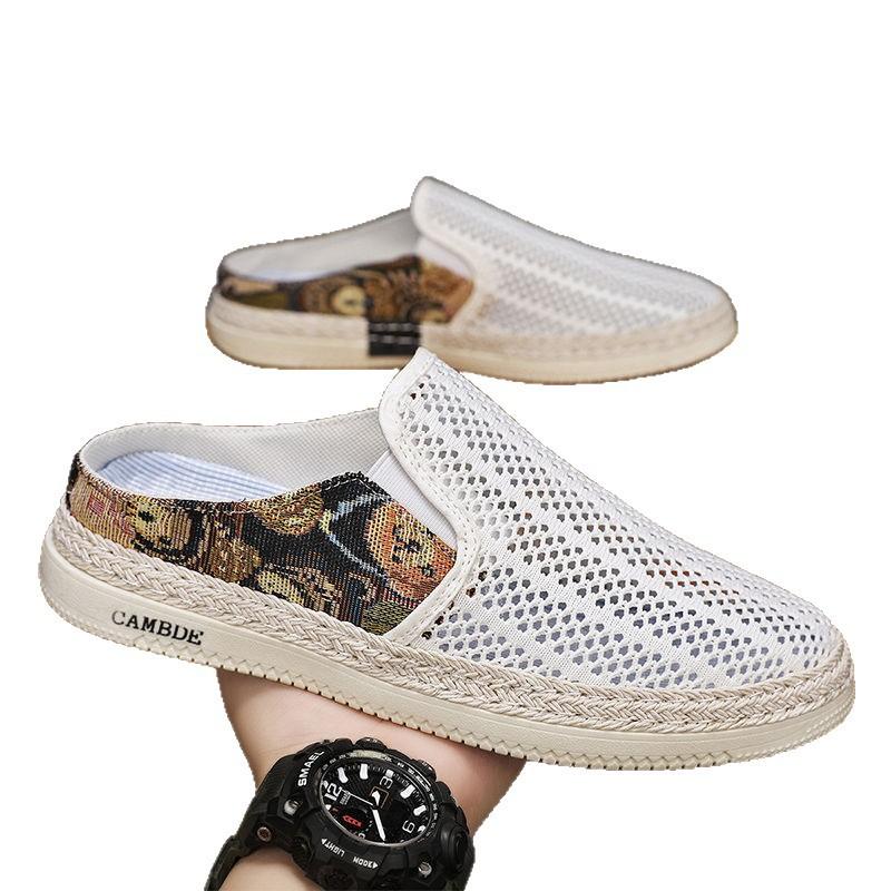 One-pedal casual shoes 2025 summer new men's shoes trend breathable mesh lazy cool slippers men's shoes