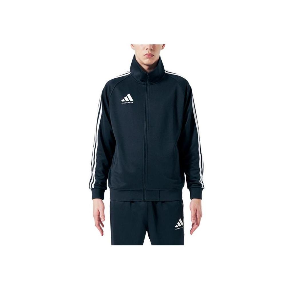 adidas Vintage Sports Side Stripe Stand Collar Jacket, Unisex Fashion Long Sleeve Daily Casual Versatile Black Outerwear TR30JT-BW