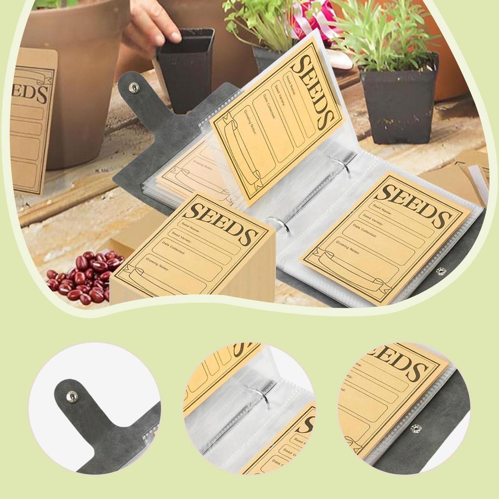Organizer Binder with 50Pcs Envelopes Multipurpose Garden Packet Organizer for School Balcony Home Vegetables Beads