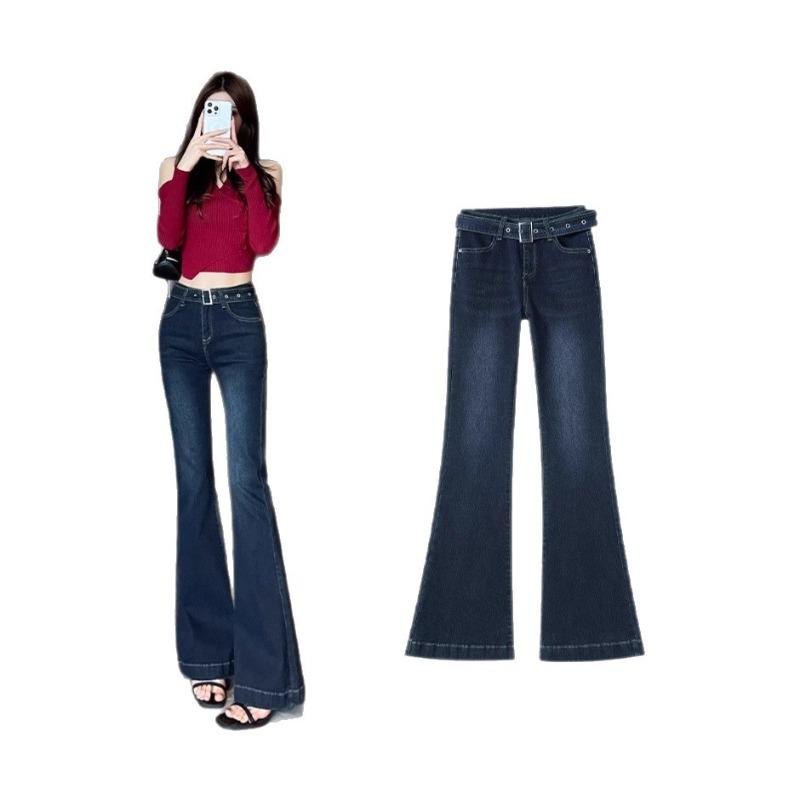 

Micro-boot Jeans for Women Spring Autumn and Winter New Fashion Trend Versatile Tall Slim and Flared Pants 2XL сірий