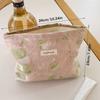 Polyester Canvas Flower Clutch Bag Flower Pattern Zipper Closure Makeup Bag Portable Large Capacity Travel Toiletry Bag