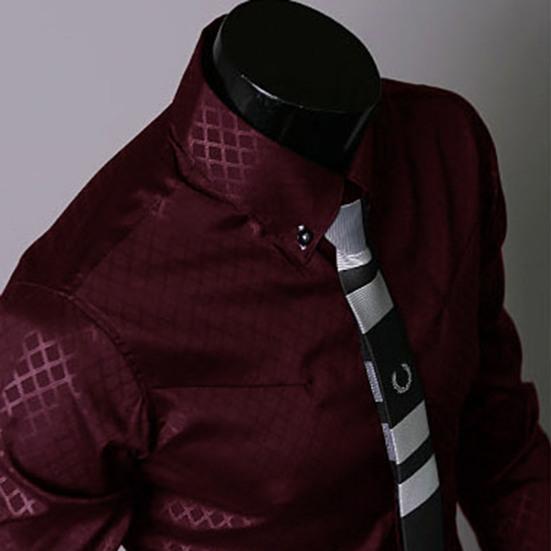 Pánská košile kostkovaná s límečkem na knoflíčky jednoradová business jarní košile do práce