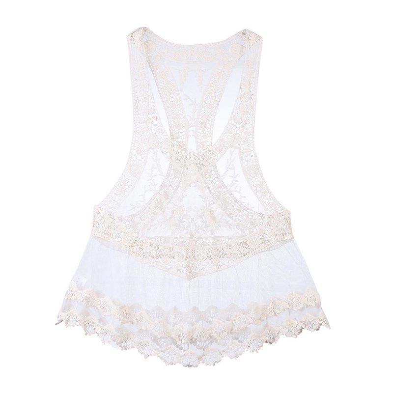 

Sexy Swimwear Women White Lace Crochet Beach Dress Bikini Ve WHITE M(M)