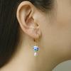 Vintage Blue Flower Ceramic Beads Pearl Hoop Earrings for Women Stainless Steel Asymmetric Gold Color Huggies Jewelry Gifts