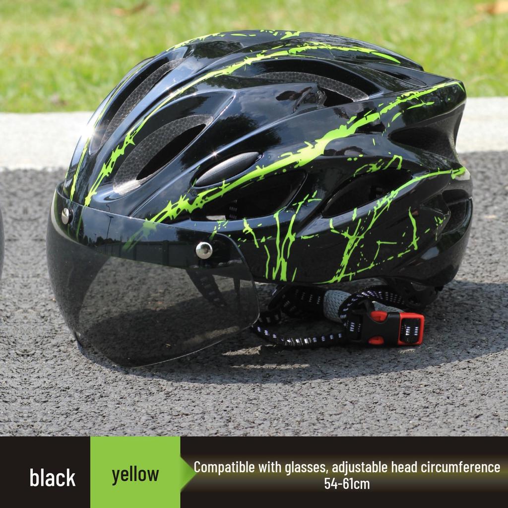Unisex Mountain Biking Helmet with Magnetic Buckle & Goggles