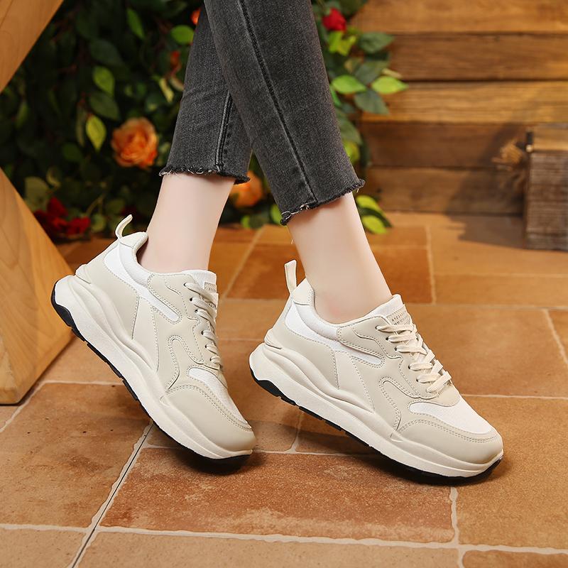Modische Damen Schuhe Herbst Verschleißfest 2024 Neu Lässig Bequem Plateau Flache Sohle Weichsohle Schnürschuhe für Damen