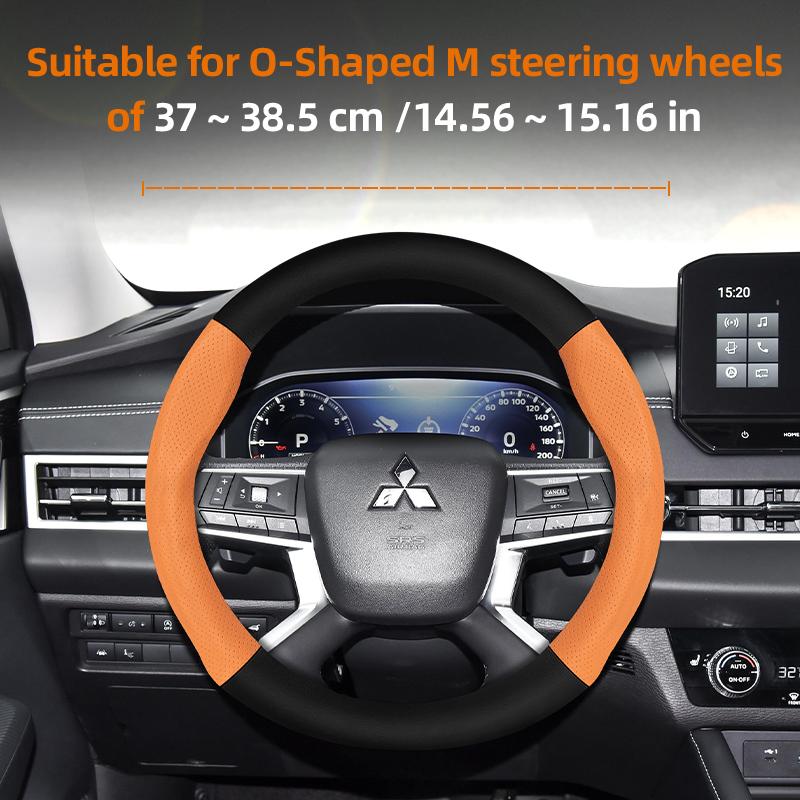 Cwnqah1 Cwmvjg1 Suitable for Mitsubishi Breathable Leather Matte Carbon Fiber Texture Steering Wheel Cover, Suitable for Outlander Phev Sport Eclipse