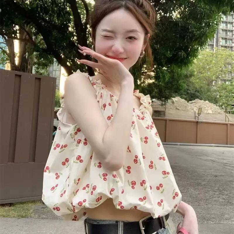 WTEMPO Versatile Square Collar Sleeveless Tank Tops Women's Spring Summer Large Size Printed Casual Camisole Vests