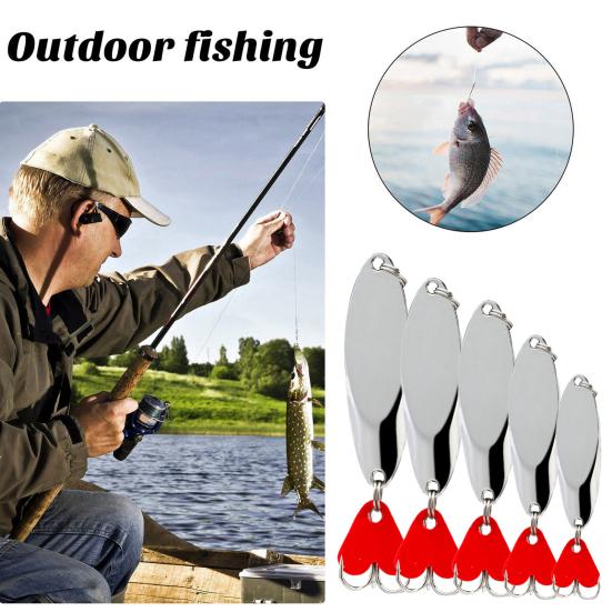 5 Stück Angel Löffel Angelköder Kompakt Tragbar Wurflöffel Drillinge Jigs Harte Metall Spinnerbaits für Süßwasser Salzwasser