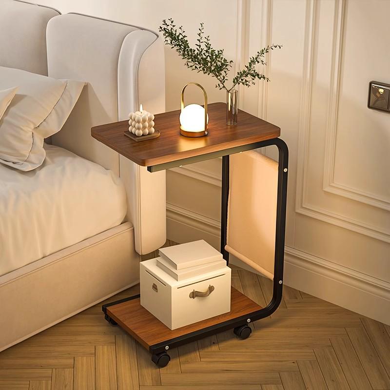 Mobile Side Table: Luxurious Compact Sofa Cart, Modern Living Room Coffee Table, Mini Bedside Storage Rack