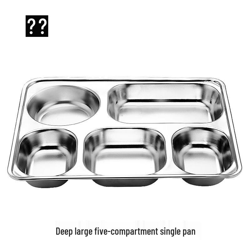 Weijue 304 Stainless Steel Deep 5-Compartment Dinner Plate