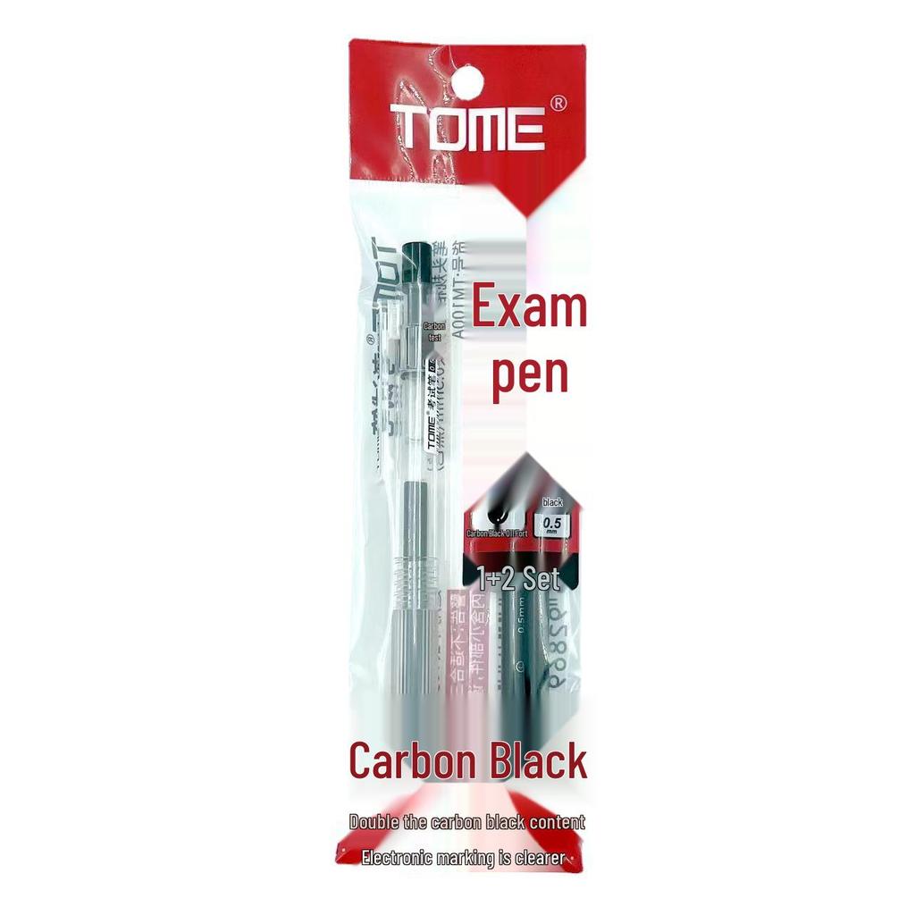 TOME Black Carbon Gel Pen: Click-Action, Smooth Refill, Water-Based, Ideal for Exams & Students' Practice.