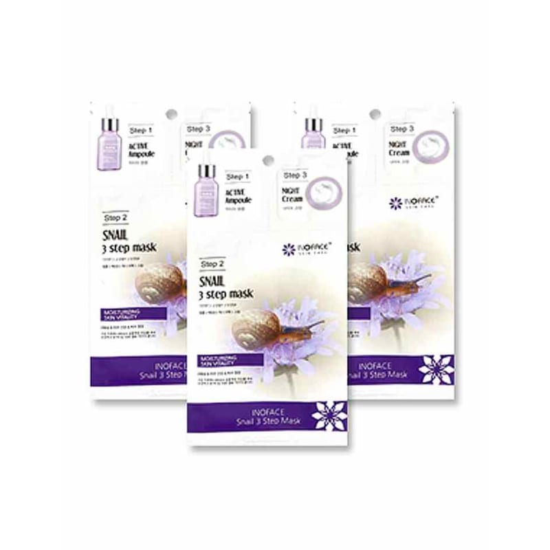 Innoface Snail 3-Step Mask Pack (10 Sheets) / Ampoule + Mask Pack + Night Cream
