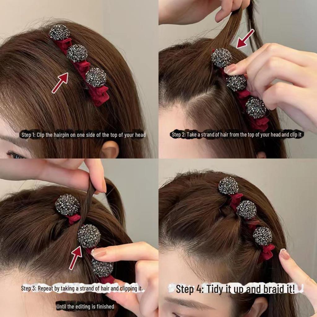Flocking Love Diamond Hair Clip: New Year's Hair Braiding & Bangs Accessory
