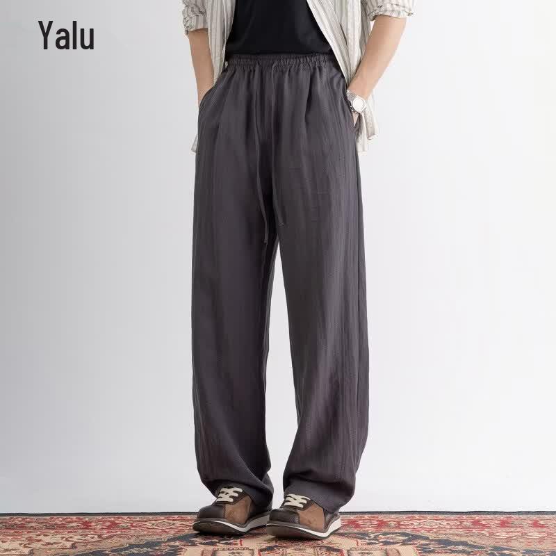 Yalu Men s Linen Blend Casual Pants L серый